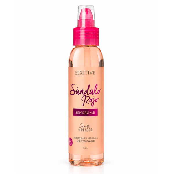 Aceite para masajes SensBomb efecto calor | SANDALO ROJO 130 ml
